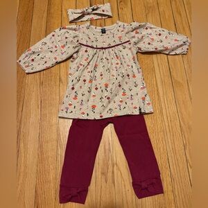 NANÖ Burgundy Holiday Baby Girl Two-Piece Tunic Set 12M